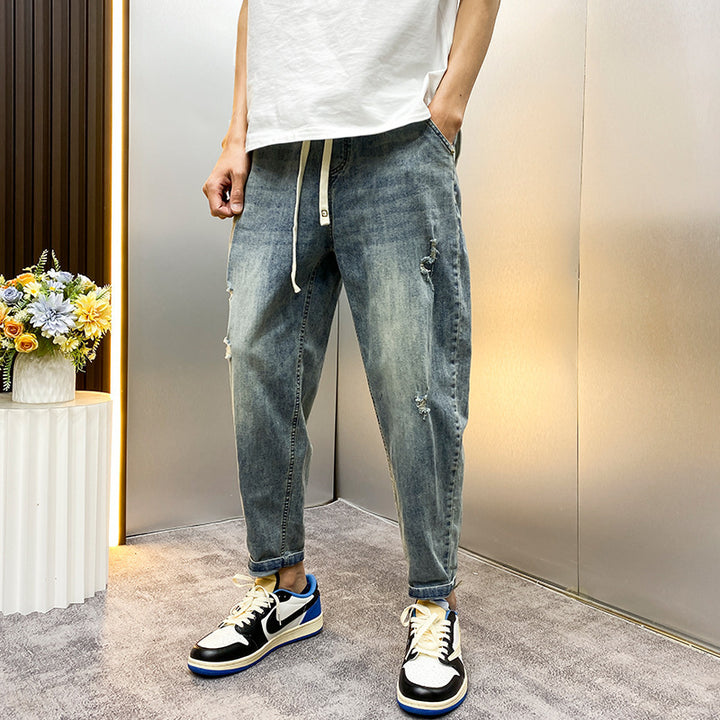 Herren Bequeme Destroyed Jeans Drune