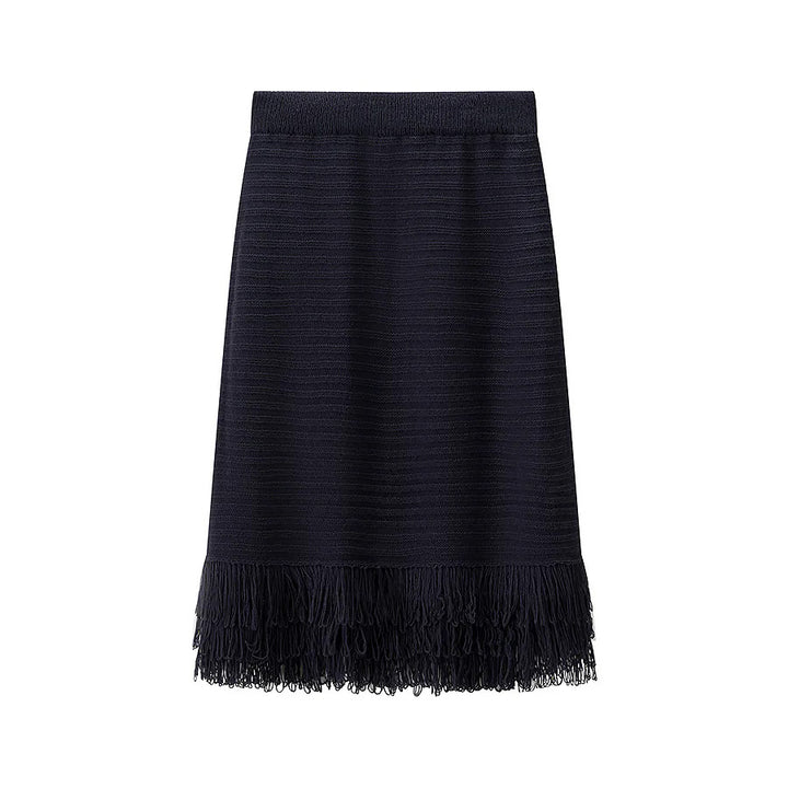 Damen nan gehäkelte Lochstrick-Cardigan mit Fransenbesatz und kastiger Silhouette Drune