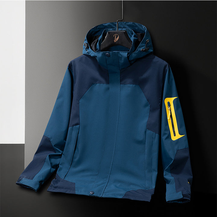 Herren Technische Softshell-Outdoorjacke mit Kapuze wasserabweisender Membran und Ärmeltasche Drune