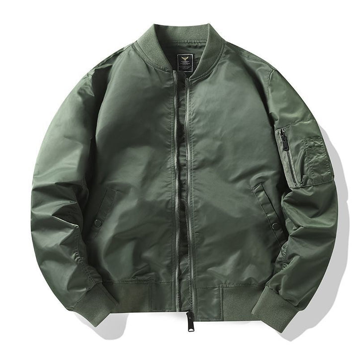 Men's  matte nylon flight bomber jacket with sleeve utility pocket and ribbed trims Drune