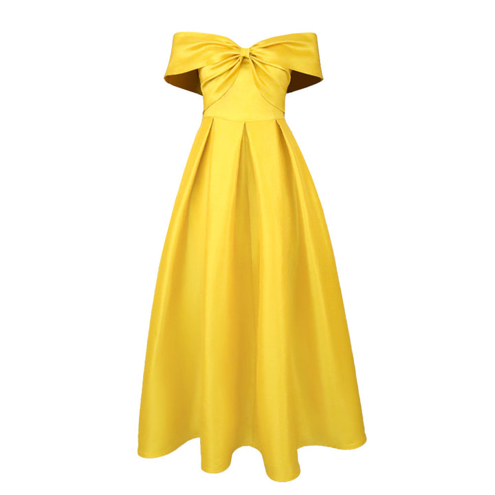Damen Abendkleid mit schulterfreien Ärmeln und schmeichelndem Schnitt Drune