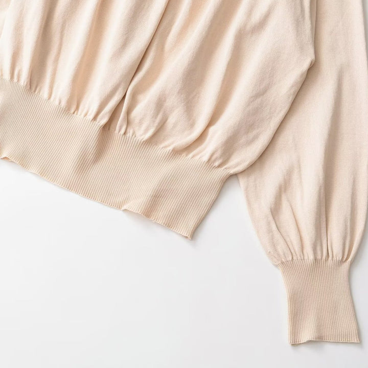 Damen Schulterfreies Oversize-Top mit gerafftem Ausschnitt, Ballonärmeln und breitem Rippbündchen Drune