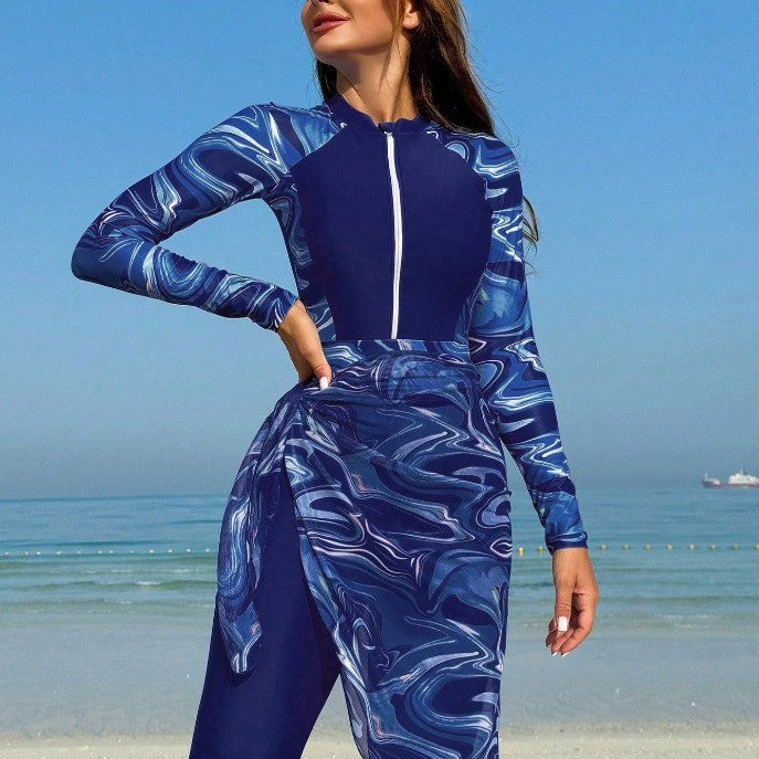 Damen Sportlicher Badeanzug mit elegantem Wickelrock Drune