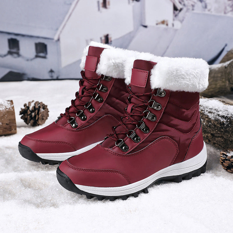 Damen Gefütterte Winterstiefelette für Schnee mit Kunstfellkragen, wasserabweisender PU‑Schutzschicht und griffiger Multiterrain‑Profilsohle Drune