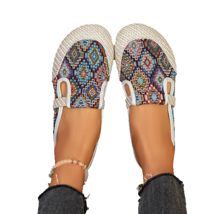 Damen komfortable und modische Clogs mit buntem Jacquard-Muster Drune