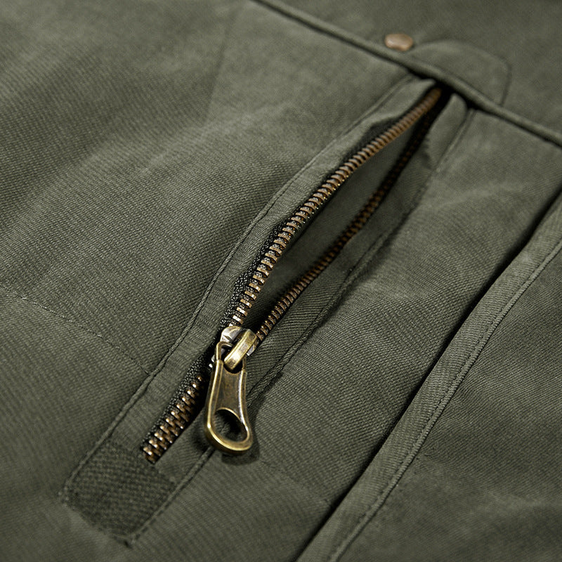 Herren Winterparka mit Teddyfutter, Kapuze und wasserabweisender Canvas-Außenschicht Drune