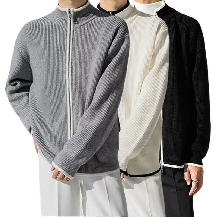 Herren Modische Strickjacke mit hohem Kragen Drune