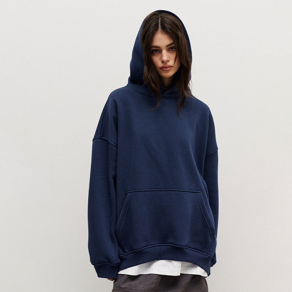 Damen Bequemer oversized Kapuzenpullover mit Kängurutasche Drune