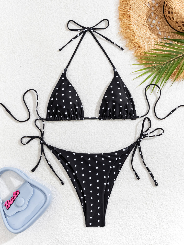 Damen Triangel-Bikini mit Punkten und verstellbaren Bändern Drune
