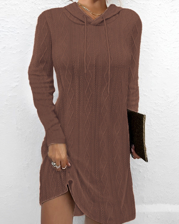 Damen Kapuzensweaterkleid aus weichem Strick Drune