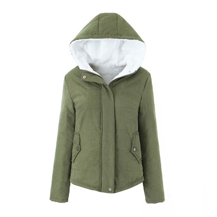 Damen Gepolsterte Winterjacke mit Teddyfutter und Kapuze Drune