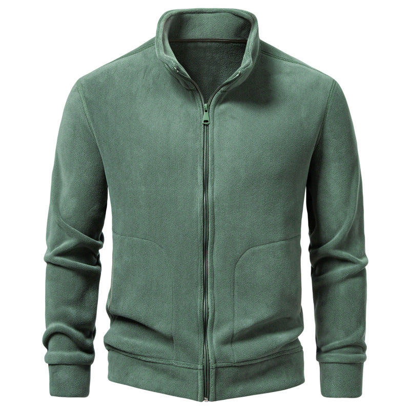 Herren Slim-Fit Fleecejacke mit Stehkragen, durchgehendem Reißverschluss und Eingrifftaschen Drune