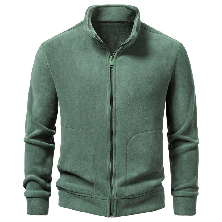 Herren Slim-Fit Fleecejacke mit Stehkragen, durchgehendem Reißverschluss und Eingrifftaschen Drune
