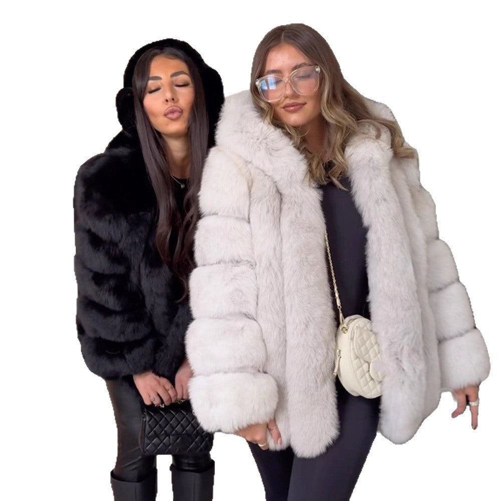 Damen Kunstfellmantel mit luxuriöser Haptik und eleganten Quarzdetails Drune