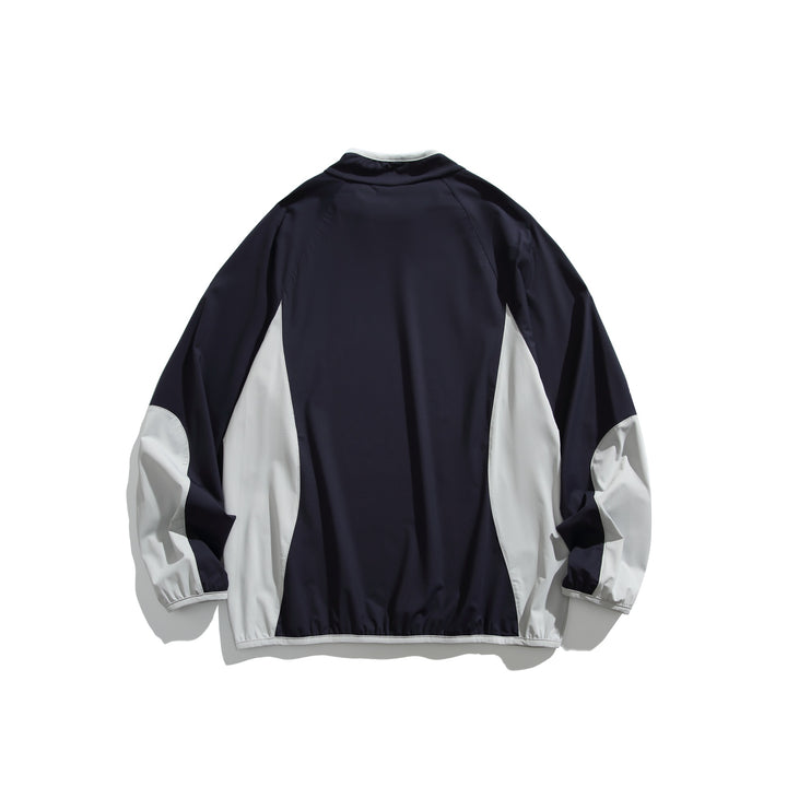 Unisex Oversize Windbreaker-Pullover mit Stehkragen und Kontrastpaneelen Drune