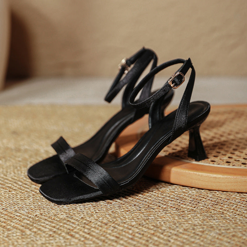 Damen elegante Slingback Sandalen mit verstellbarem Riemen und komfortablem Blockabsatz Drune