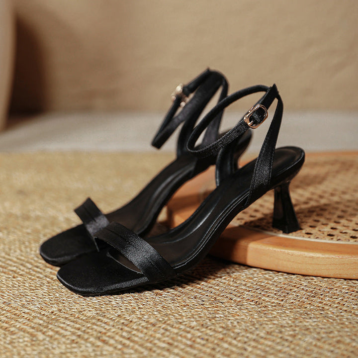 Damen elegante Slingback Sandalen mit verstellbarem Riemen und komfortablem Blockabsatz Drune