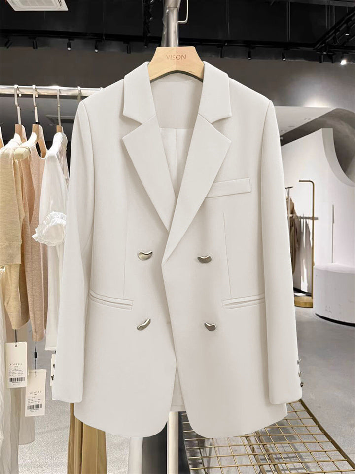 Damen Modischer Zweireiher Blazer Drune