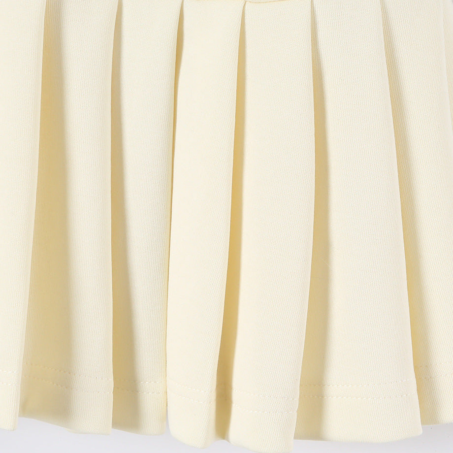 Damen Figurbetontes Hemdblusenkleid mit Puffärmeln und plissiertem Faltenrock Drune