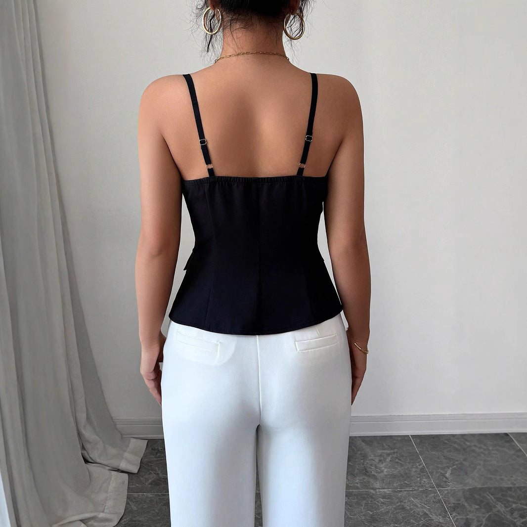 Damen Tailliertes Blusentop mit Knopfverschluss Drune