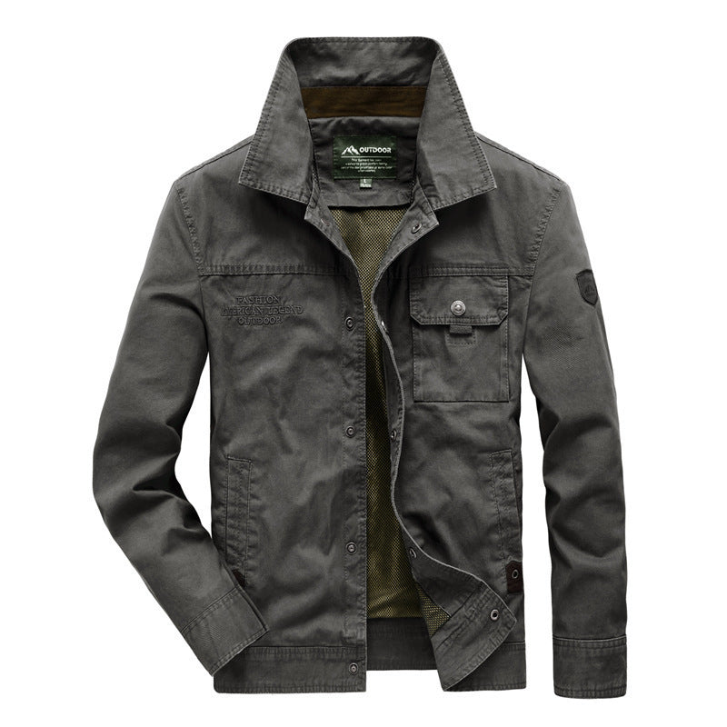 Herren Urbaner Canvas-Utility-Blouson mit Stehkragen, Mesh‑Fütterung und Brustpattentasche Drune