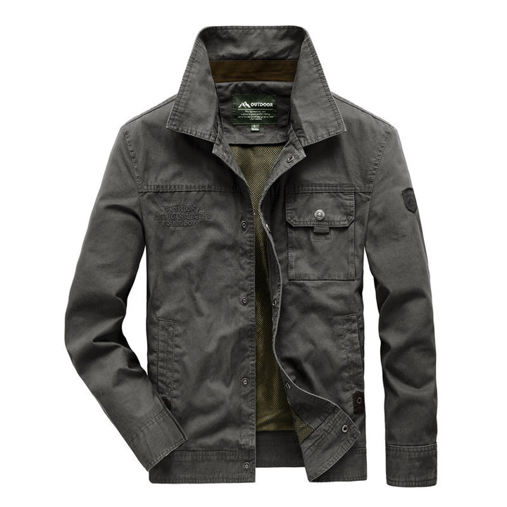 Herren Urbaner Canvas-Utility-Blouson mit Stehkragen, Mesh‑Fütterung und Brustpattentasche Drune