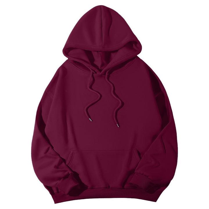 Unisex minimalistischer Kapuzenpullover mit verlängertem Rücken und Kängurutasche Drune