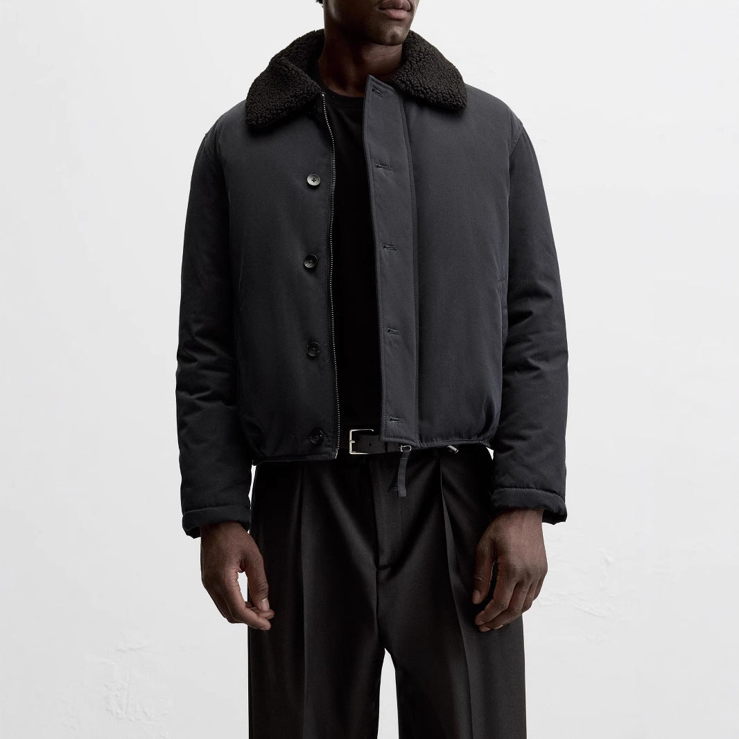Herren Kurz geschnittener Blouson mit Teddykragen und verstellbarem Saum Drune