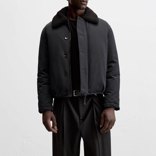 Herren Kurz geschnittener Blouson mit Teddykragen und verstellbarem Saum Drune