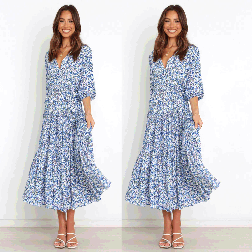 Damen Sommerliches Maxikleid mit freiem Dekolleté und floralem Muster Drune