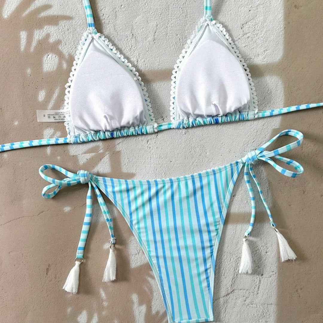 Damen Bikiniset mit verspielten Rüschen und floralem Design Drune
