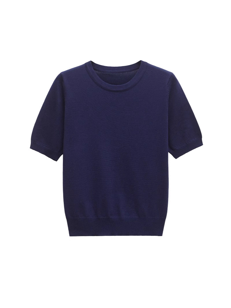 Damen Kurzarm Stricktop Drune