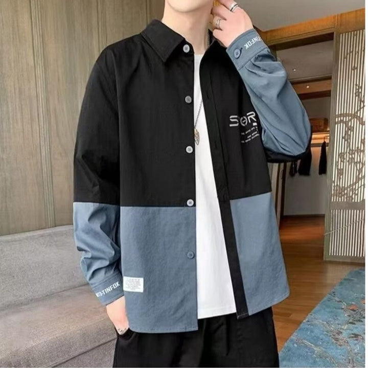 Herren modische Hemdjacke mit Farbblockdesign Drune