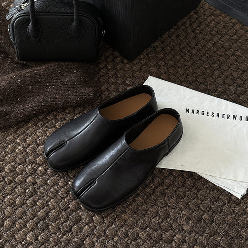 Damen Elegante und bequeme Slippers aus hochwertigem Leder mit offenem Fersenbereich Drune