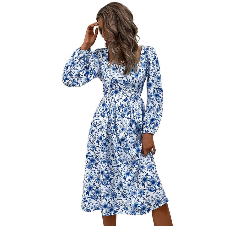 Damen Midikleid mit floraler Allover‑Print, herzförmigem Ausschnitt und taillierter Raffung Drune