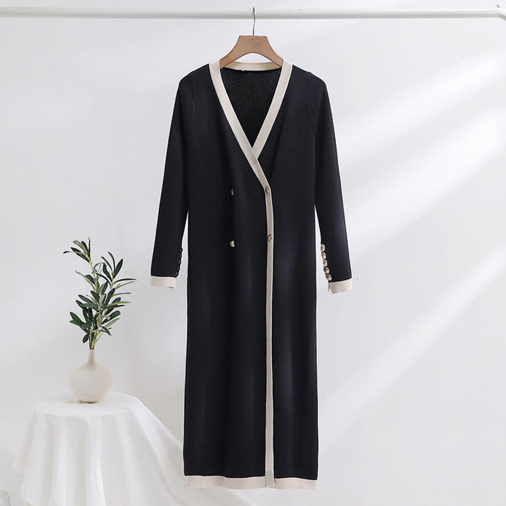 Damen eleganter Strickmantel mit Knopfdetails und V-Ausschnitt Drune