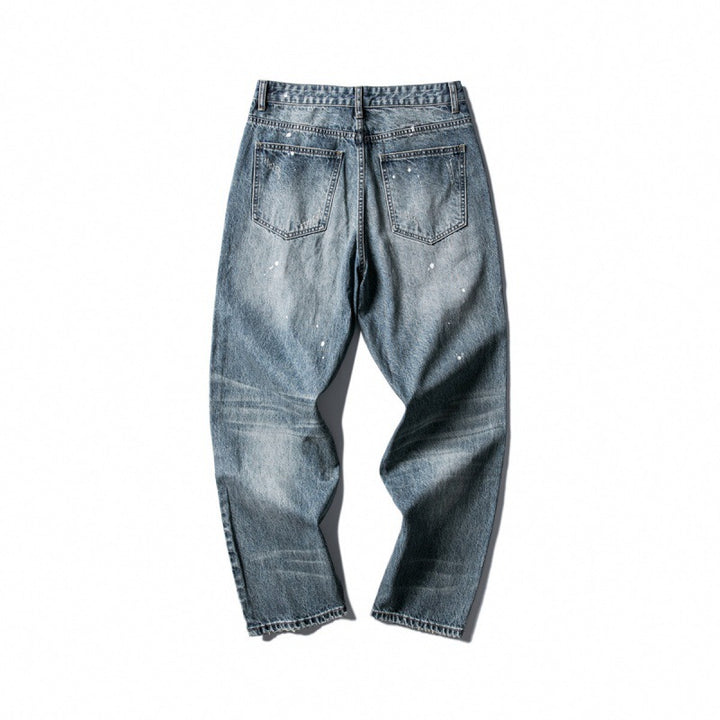 Herren Weite Baggy-Jeans mit Used-Waschung, Paint‑Splatter‑Effekt und Relaxed‑Silhouette Drune