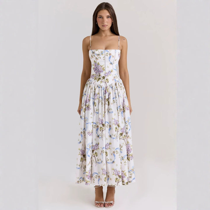 Damen Maxikleid mit floralen Stickereien und luftiger Silhouette Drune