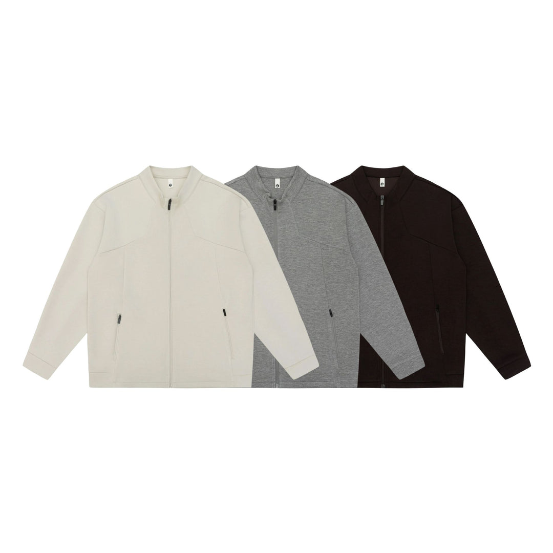 Unisex Oversize Zip‑Jacke aus schwerer Baumwollmischung mit Stehkragen und Reißverschlusstaschen Drune
