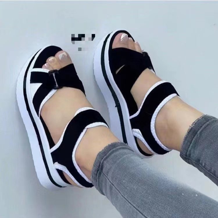 Damen  sportliche Keil-Sandalen mit verstellbaren Klettverschlüssen und gepolstertem Komfort-Fußbett Drune