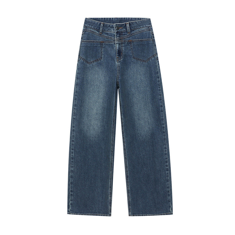 Damen lässige High-Waist Jeans mit weitem Schnitt und bequemem Sitz Drune