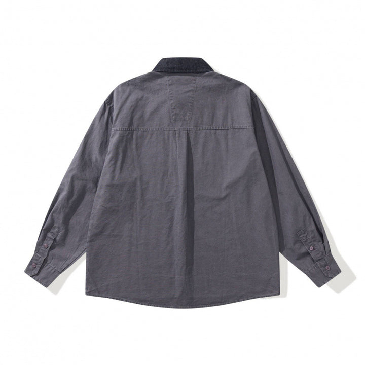 Herren Oversize Hemdjacke mit Cordkragen, Brusttasche und Nieten-Detail Drune