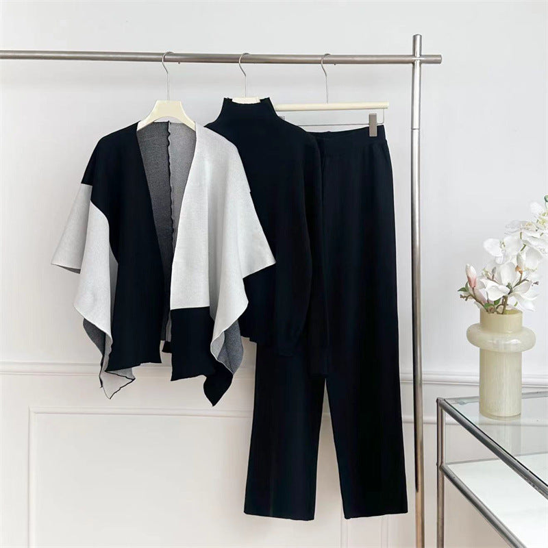 Damen modisches Strick-Loungewear-Set mit asymmetrischem Design Drune