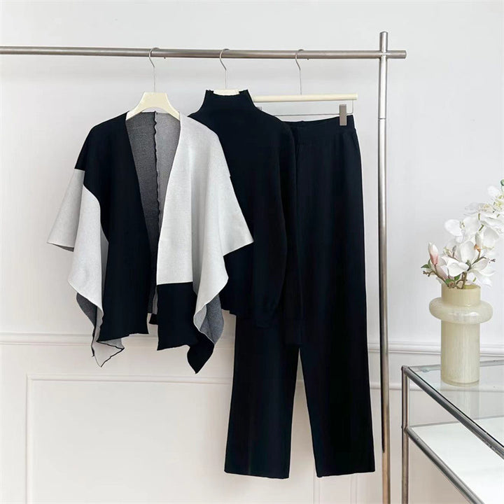 Damen modisches Strick-Loungewear-Set mit asymmetrischem Design Drune