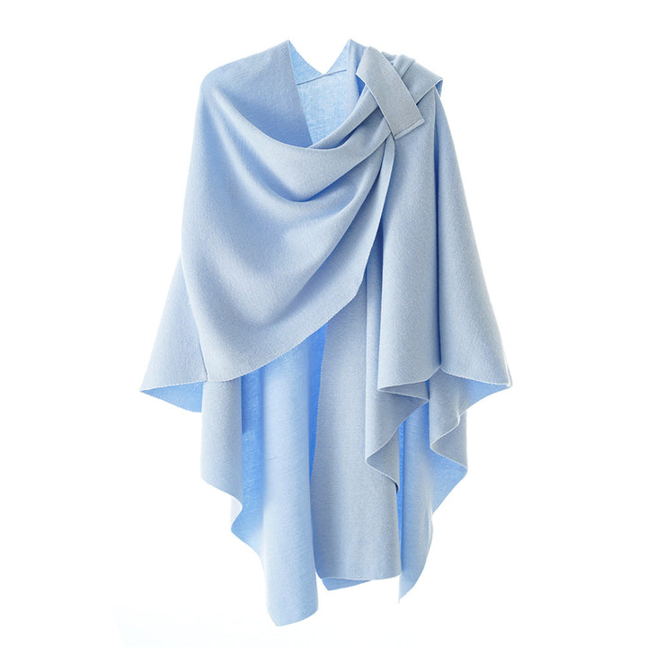 Damen Kapuzenponcho aus Feinstrick mit asymmetrischem Saum Drune