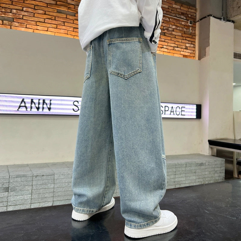 Herren lässige Utility-Jeans mit breitem Bein Drune