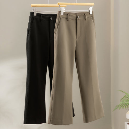Damen Tailored-Stoffhose mit Bügelfalte, weiter Beinführung und Gürtelschlaufen Drune