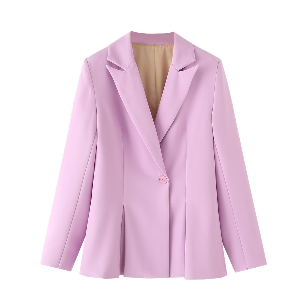 Damen nan taillierter Blazer mit Kellerfalten und Ein-Knopf-Verschluss Drune