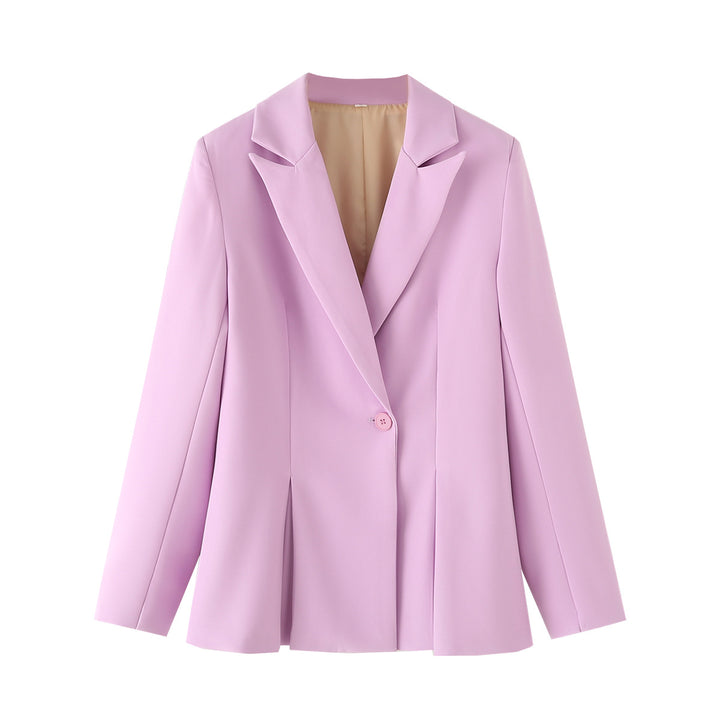 Damen nan taillierter Blazer mit Kellerfalten und Ein-Knopf-Verschluss Drune