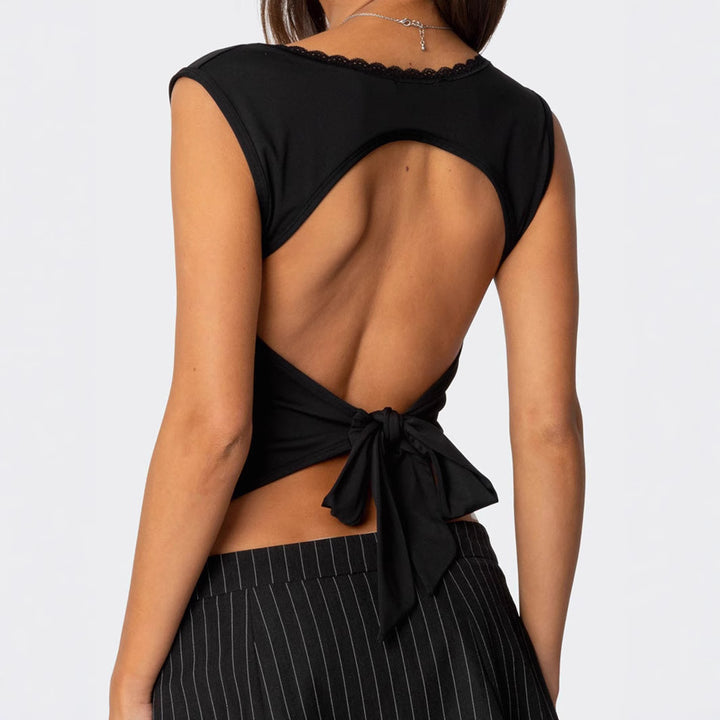 Damen Top mit Spitzenakzenten Drune